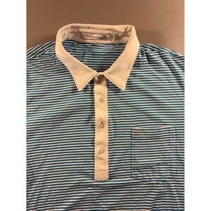 Criquet Polo Shirt Mens XXL Blue White Striped Short Sleeve Pocket Austin TX